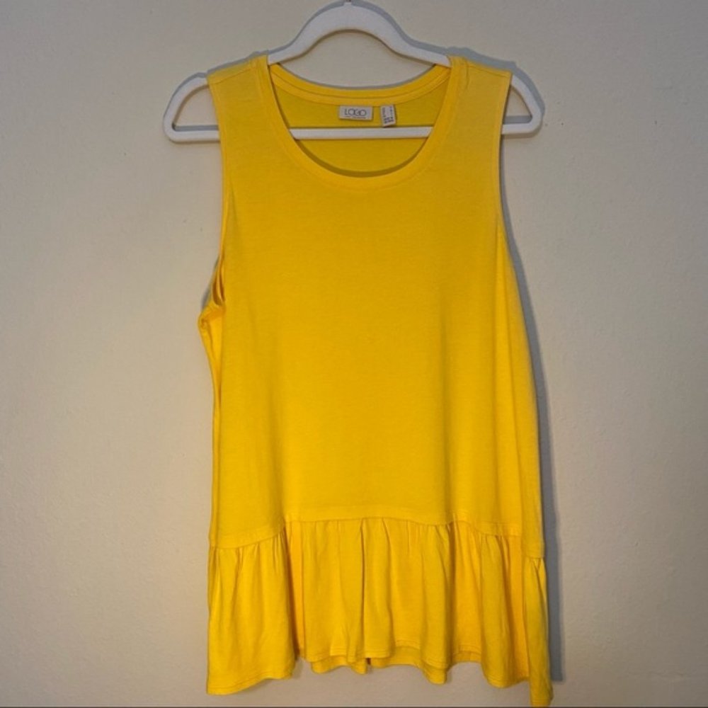 LOGO by Lori Goldstein Yellow Tunic Tank Top M